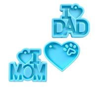Hemobllo 3pcs Keychain Charms Mold Silicone Mold Blue Simple Design Delicate Love Dad and Mom Themed DIY Handwork Crafts for Father's Day Mother's Day