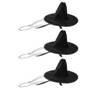 Hemobllo 3pcs Korean Style Flat Top Hat with Wide Brim and Chin Tie, Lightweight Velour Material, Authentic Historical Design for Stage Cosplay and Historical Reenactment