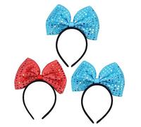 Hemobllo 3pcs Luminous Bow Headband for Christmas Sequins for Party Wear Sparkle Hair Accessories Random Color