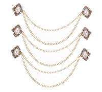 Hemobllo 3pcs Men Brooch Pin Set with Retro Gold Pearl Collar Chain, Suit Lapel Pin for Men’s Shirt Collar Accessories, Formal Business and Tuxedo Styling