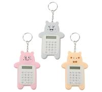 Hemobllo 3pcs Mini Portable Cartoon Bear Calculator Keychain Set Adorable Electronic Pocket Calculators for Students with Key Ring Pendant for School and Exams Random Color