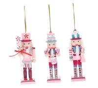 Hemobllo 3Pcs Nutcracker Ornaments Wooden Nutcracker Figures in Pastel Candy Colors Festival Decor for Xmas Wedding Party Supplies Photo Props Gift