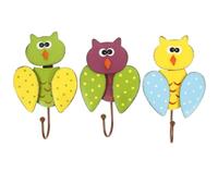 Hemobllo 3pcs Owl Shaped Key Hooks Wall Mounted Decorative Iron Hooks for Kitchens and Study Rooms, Easy to Install Hanging Bags Holder with Cartoon Design