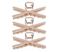 Hemobllo 3pcs Pearl Metal Hair Claws Hair Jaw Clips with Strong Claw Teeth and Secure Grip Suitable for Clipping on Bag Belt or Washing Your Face