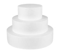 Hemobllo 3pcs round White Foam Cake Dummy Set for Decorating Lightweight and Reusable Faux Cake Forms for Personal Projects and DIY Modeling for Beginners and Professional Bakers