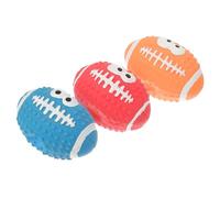 Hemobllo 3pcs Small Squeaky Latex Dog Rugby Balls Interactive Chew for Small Dogs Sturdy Teething Balls Pet Fetch Play Random Color