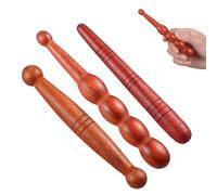 Hemobllo 3pcs Wooden Acupoint Massage Stick Set with Small Cylinder, Double-Ended Round Rod, and Gourd Shape for Foot and Body Acupressure Therapy