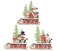 Hemobllo 3pcs Xmas Adornment Wooden Desktop Decor Christmas DIY Wood Sled Models Red Green for Festive Tabletop Ornamentation and Holiday Party Decoration
