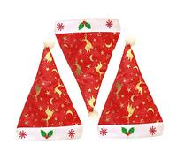 Hemobllo 3pcs Xmas Hat Santa Hats for Adults and Christmas Party Costume Decoration with Snowflake Print and Gold Foil Holiday Accessories