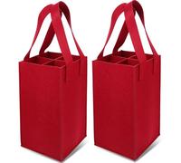 Hemobllo 4-Bottle Portable Wine Bag Felt Tote with Dividers for Practical Wine Storage and Festival Use Set of 2