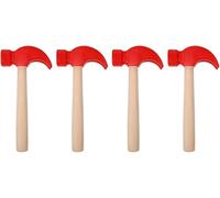 Hemobllo 4 Pcs Mini Wooden Hammer Toys, 6.4 Inch Small Simulation Mallets with Red Plastic Heads for Breakable Hearts, Pretend Play Construction Tools for Kids