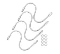 Hemobllo 4pcs 6x250mm Chrome Microphone Flexible Gooseneck Extension Tubes with M8 Male Threaded Ends for Mic Stand Arms, Live Streaming, Recording Studio Accessories