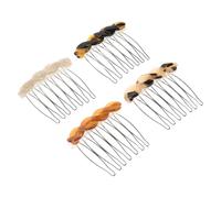 Hemobllo 4pcs Acetate Side Hair Combs Set Small Vintage Bangs Hair Clips with Seven Teeth for Women in White Coffee Light and Dark Tortoise