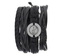 Hemobllo 4pcs Adjustable Leather Bracelet Set Hand Woven with Eight-diagram Design Made of Cowhide and Alloy, Fashion Simple Wristbands Suitable for Graduation and Thanksgiving Day