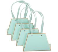 Hemobllo 4pcs Blue Flower Bouquet Handbag Boxes with Handles for Floral Arrangements, Wedding Favors, and Bouquet Packing Supplies