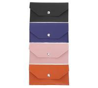 Hemobllo 4pcs Budget Cash Envelope Wallet Set, Reusable Pu Leather Money Organizer Pouches in Navy Blue, Black, Brown, and Pink for Budgeting, Travel, and Expense Management