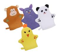 Hemobllo 4pcs Cartoon Animal Bath Gloves, Soft Foaming Exfoliating Mitts with Adorable Bear, Chick, and Mouse Designs, Comfortable Washcloths for Gentle Body Cleansing and Massage
