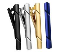 Hemobllo 4pcs Classic Tie Clips for Men Elegant Necktie Bars with Smooth Metal Finish Tie Pin Clips for Business Wedding Formal Events Stylish Suit Accessories