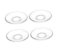 Hemobllo 4Pcs Clear Glass Tea Saucers Transparent Round Plates Decorative Snack Dishes for Home Hotel Restaurant Tearoom Office Use