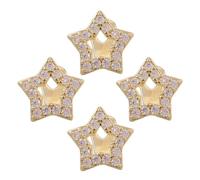 Hemobllo 4pcs Fake Teeth Accessories Star Tooth Grill Cover Golden Zircon Copper Clip on Gloss Finished for Men Women Party Cosplay