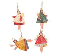 Hemobllo 4Pcs Hand Painted Angel Doll Xmas Tree Decor Iron Craft Christmas Hanging Ornaments in Yellow Red White Blue for Holiday Party and Home Decoration