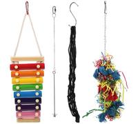Hemobllo 4pcs Hanging Chicken for Birds and Chickens, Wooden Different Shaped Peck to Develop Balance Skills, Easy to Use Foraging Plaything to Hang the Cage