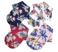 Hemobllo 4pcs Hawaiian Pet Shirt Set Pineapple Print Short Sleeve Dog T-shirt Blouse Summer Beach Apparel for Puppies Cats S Navy Blue White Pink Wine Red