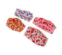 Hemobllo 4pcs Knotted Christmas Headbands for Women Breathable Fabric Sweat Absorbing Hair Bands with Santa Bell and Reindeer Prints High Stretch Elastic Fitness Headwraps