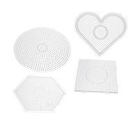 Hemobllo 4Pcs Large Clear Plastic Fuse Beads Boards with Square Round Hexagon Heart Shapes for DIY Craft Beading Pegboard for Creative Beadwork and Thinking Training