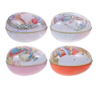 Hemobllo 4pcs Large Easter Tinplate Candy Boxes Bunny Egg Storage Tins for Holiday Decor, Easter Candy Container Boxes for Party Favors and Egg Hunt Supplies