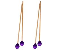 Hemobllo 4pcs Medium Purple Yarn Marimba Mallets for Intermediate Musicians, Ergonomic Wooden Percussion Beaters with Balanced Hardness Design, for Group Lessons and Daily Training