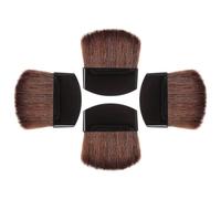Hemobllo 4pcs Mini Makeup Brush Set - Flat Semi-circle Powder Blush Highlighter Brushes with Black Handle and Brown Bristles - Face Powder Tools for Women’s Travel and Daily Use