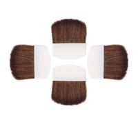 Hemobllo 4pcs Mini Makeup Brush Set for Women - Flat Blush, Loose Powder Highlighter Brushes with White Handles and Brown Bristles - Precision Tools for Face Contouring and Everyday Makeup