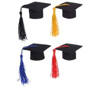 Hemobllo 4pcs Mini Pet Graduation Caps with Tassels for Small Pets like Kittens and Turtles, Comfortable Cloth Hats as Photo Props and Unique Costume Accessories for Graduation Season