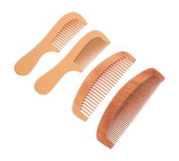 Hemobllo 4pcs Peach Wood Comb Set with Smooth Teeth and Comfortable Massage Function, Portable Anti-static Wooden Hair Combs for Daily Styling and Scalp Care