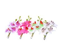 Hemobllo 4pcs Phalaenopsis Orchid Hair Clips Flower Simulation Hairpin Cloth Metal Material Elegant Design for Women Ladies Wedding Seaside Beach Accessories Random Color