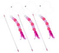 Hemobllo 4pcs Plush Fairy Cat Teasing Wand with Soft Bell Balls Interactive Kitten Teaser Stick for Indoor Cats Cute Pink for Play and Exercise