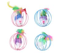 Hemobllo 4pcs Plush Rat Set for Cats, Interactive Cage Mouse Ball Made of Wire and Plastic, Designed to Increase Exercise and Ease Mood for Pet Cats Random Color