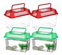 Hemobllo 4pcs Portable Plastic Breeding Tank with Handle for Pet Hamster and Turtle Handheld Aquarium Box for Fish Breeding and Reptile Feeding Mini Portable Fish Tank Random Color