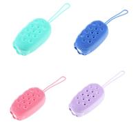 Hemobllo 4pcs Silicone Bathing Brush Double-Sided Body Scrubber with Sponge for Effective Skin Massaging and Oil Balancing Suitable for Babies and Teens Random Color