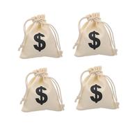 Hemobllo 4pcs Small Drawstring Storage Bags with Creative Money Symbol Canvas Design, Easy to Store and Carry Pouches for Mints and Small Festival Use at Video Arcades and Playgrounds