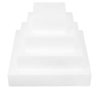 Hemobllo 4pcs Square Foam Cake Dummies Set, Reusable White Polystyrene Cake Models for Wedding and Holiday Decorating Practice, 7cm Height with 4", 6", 8", 10" Sizes