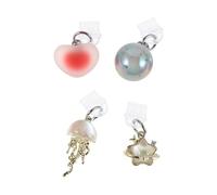 Hemobllo 4pcs Type C Dust Plug Charms for Mobile Phone and Tablet, Wear-resistant Metal and Silicone Charging Port Covers with Stylish Star, Heart, and Jellyfish Designs for Dust Protection
