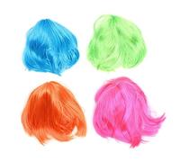 Hemobllo 4pcs Unisex Fashionable Fake Hair Bob Wigs for Cosplay Party Masquerade Headdress with Green Pink Colors Costume Hairpieces for Adults