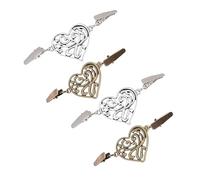 Hemobllo 4Pcs Vintage Heart Shaped Sweater Shawl Clips Buckles for Scarves Womens Elegant Cardigan Brooches Retro Bronze Silver Accessories for Stylish Clothing