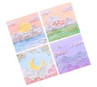Hemobllo 4pcs Vintage Style Oil Painting Scenery Self-adhesive Notes, 80 Pages Each, Colorful Japanese-inspired Decorative Memo Pads for Journaling, School, Office, and Scrapbooking