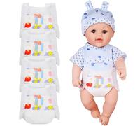 Hemobllo 5 Pack Baby Doll Diapers & Realistic Nappies for 12 Inch (30cm) Reborns or Toy Figures, Reusable Pretend Play Accessories, Cute Bear Pattern