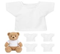 Hemobllo 5 Pack Teddy Bear Clothes, Plain White T-Shirts for Stuffed Animals, DIY Craft Plain Clothes for Plush Toys, Mini Bear Tshirt Outfit for Customising & Painting