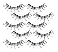 Hemobllo 5 Pairs Black Fiber Lashes with Rhinestones Decorative Fake Eyelashes for Natural Look, for Dating and Fancy Dress Parties
