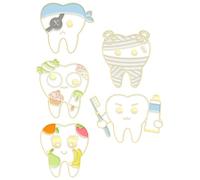 Hemobllo 5 Pcs Cartoon Tooth Brooch Pins Cute Enamel Teeth Lapel Pin Zinc Alloy Metal Brooch for Clothes Accessories Easy to Wear and Attach